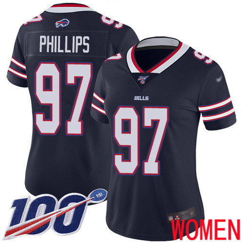 Women Buffalo Bills #97 Jordan Phillips Limited Navy Blue Inverted Legend 100th Season NFL Jersey